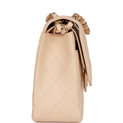 Chanel Jumbo Classic Double Flap Bag Beige Clair Caviar Gold Hardware