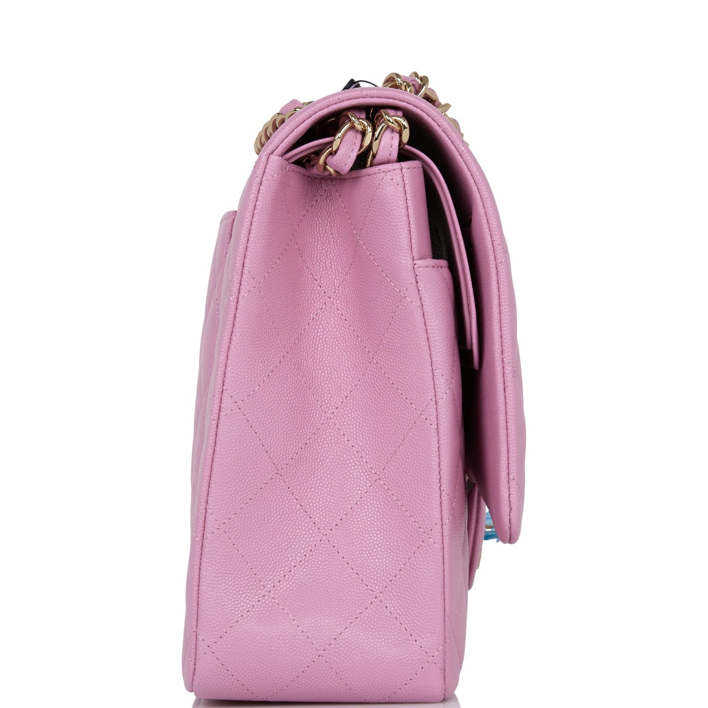 Chanel Maxi Classic Double Flap Bag Dark Pink Caviar Light Gold Hardware