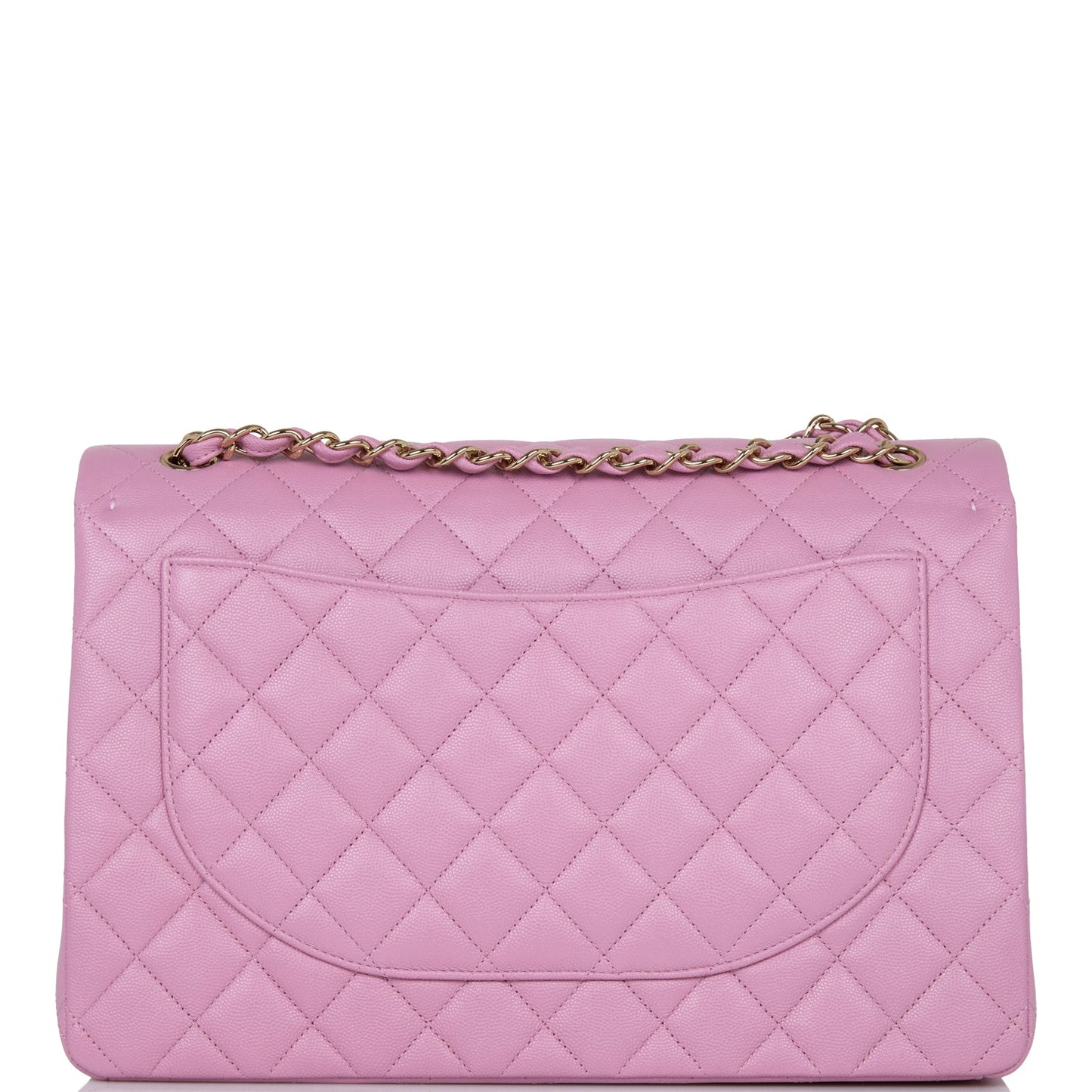 Chanel Maxi Classic Double Flap Bag Dark Pink Caviar Light Gold Hardware