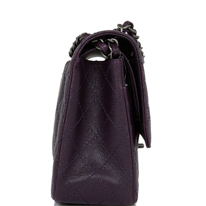 Chanel Jumbo Classic Double Flap Bag Dark Purple Caviar Ruthenium Hardware