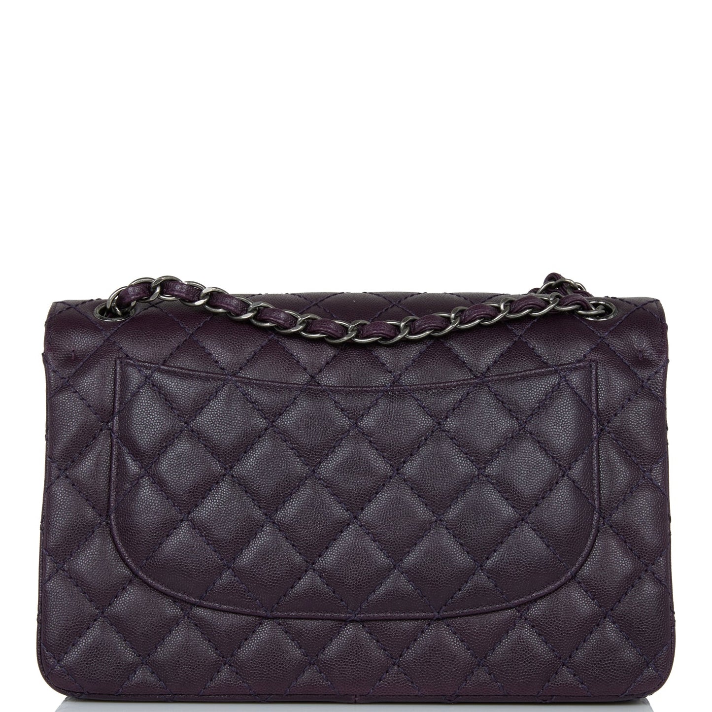 Chanel Jumbo Classic Double Flap Bag Dark Purple Caviar Ruthenium Hardware