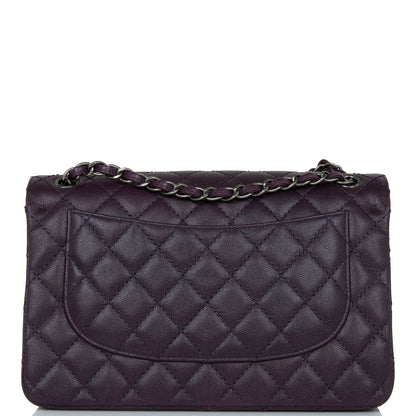 Chanel Jumbo Classic Double Flap Bag Dark Purple Caviar Ruthenium Hardware