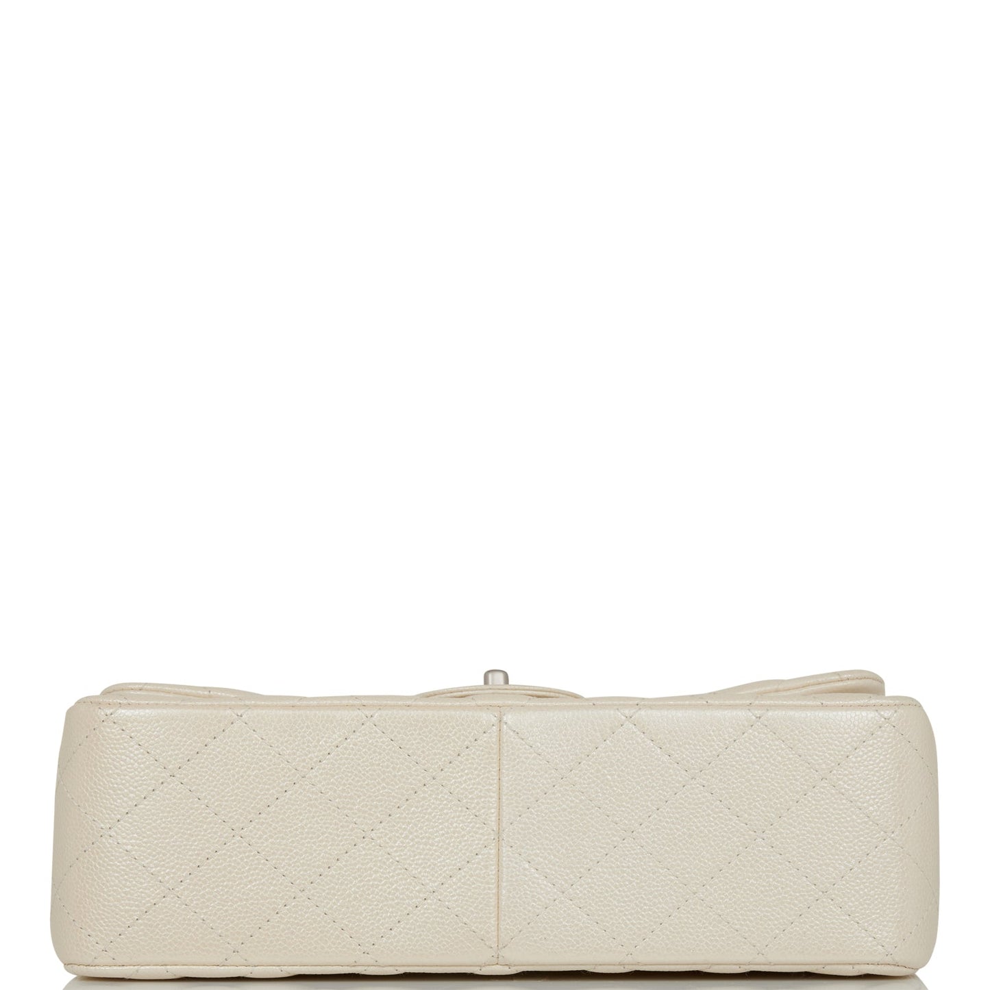 Chanel Jumbo Classic Double Flap Bag White Iridescent Caviar Silver Hardware
