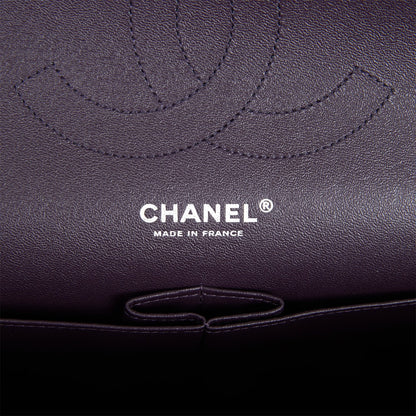 Chanel Jumbo Classic Double Flap Bag Dark Purple Caviar Ruthenium Hardware