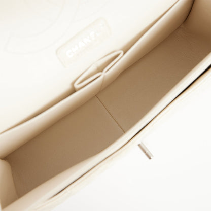 Chanel Jumbo Classic Double Flap Bag White Iridescent Caviar Silver Hardware