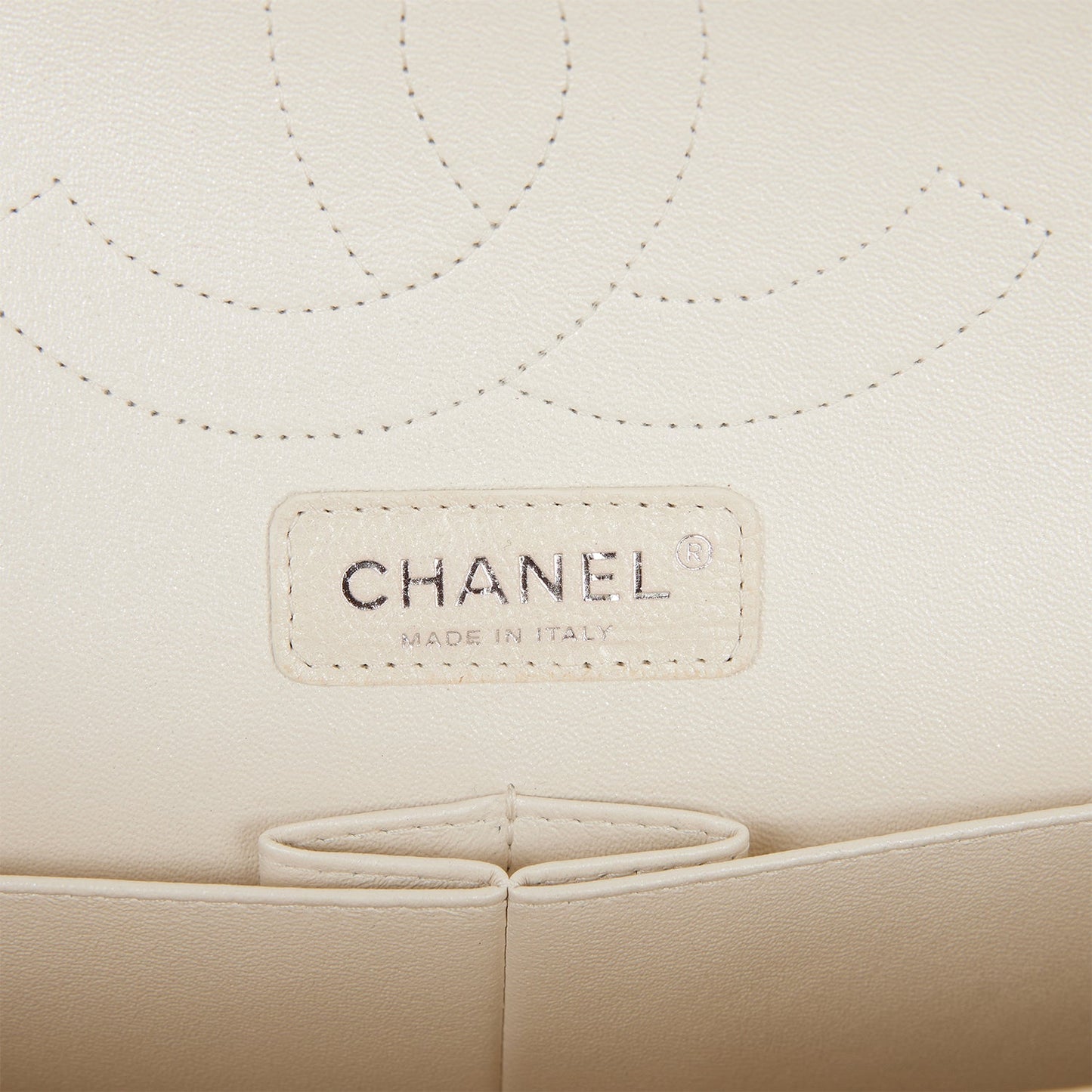 Chanel Jumbo Classic Double Flap Bag White Iridescent Caviar Silver Hardware