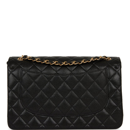 Chanel Jumbo Classic Double Flap Bag Black Caviar Gold Hardware