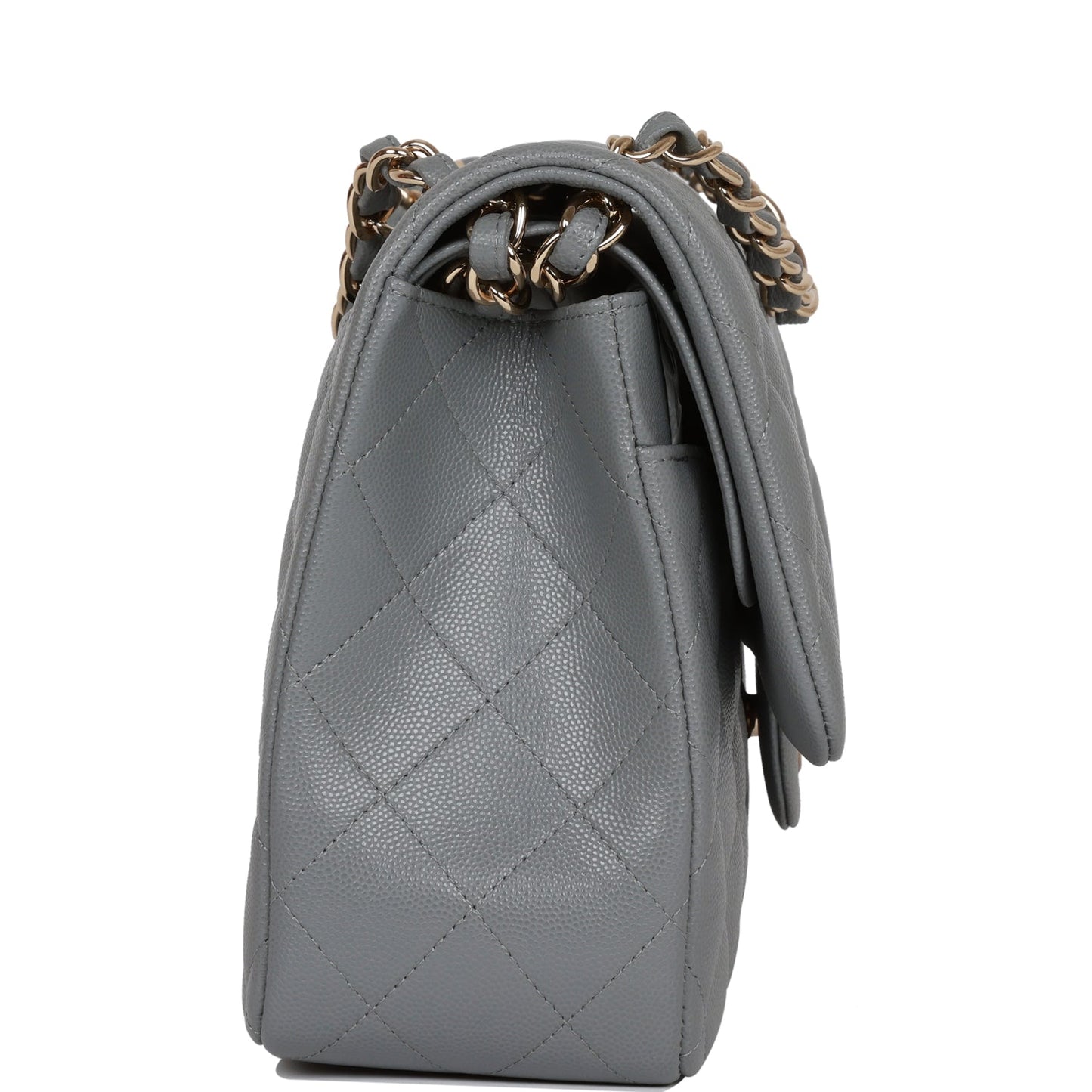 Chanel Jumbo Classic Double Flap Bag Grey Caviar Light Gold Hardware