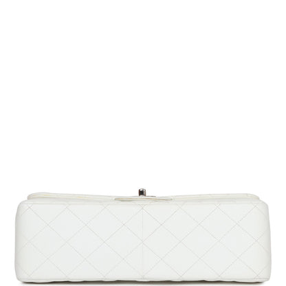 Chanel Jumbo Classic Double Flap Bag White Caviar Silver Hardware