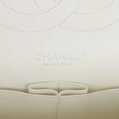 Chanel Jumbo Classic Double Flap Bag White Caviar Silver Hardware