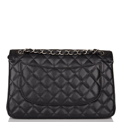 Chanel Jumbo Classic Double Flap Bag Black Caviar Silver Hardware