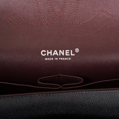 Chanel Jumbo Classic Double Flap Bag Black Caviar Silver Hardware