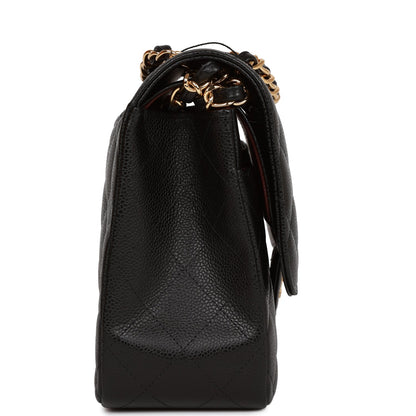 Chanel Jumbo Classic Double Flap Bag Black Caviar Gold Hardware