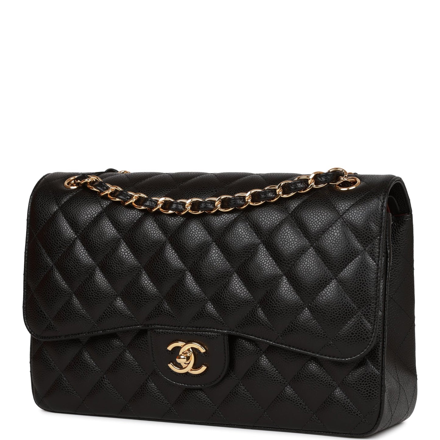 Chanel Jumbo Classic Double Flap Bag Black Caviar Gold Hardware