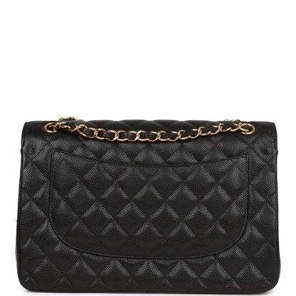 Chanel Jumbo Classic Double Flap Bag Black Caviar Gold Hardware