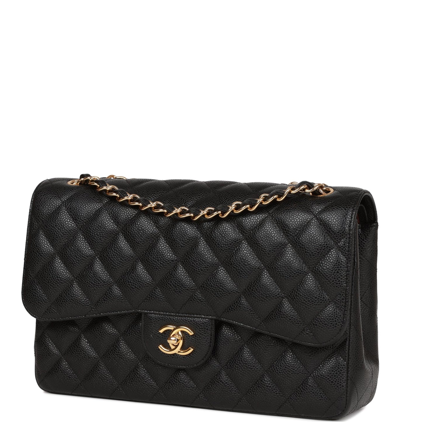Chanel Jumbo Classic Double Flap Bag Black Caviar Gold Hardware