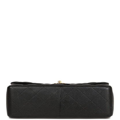 Chanel Jumbo Classic Double Flap Bag Black Caviar Gold Hardware