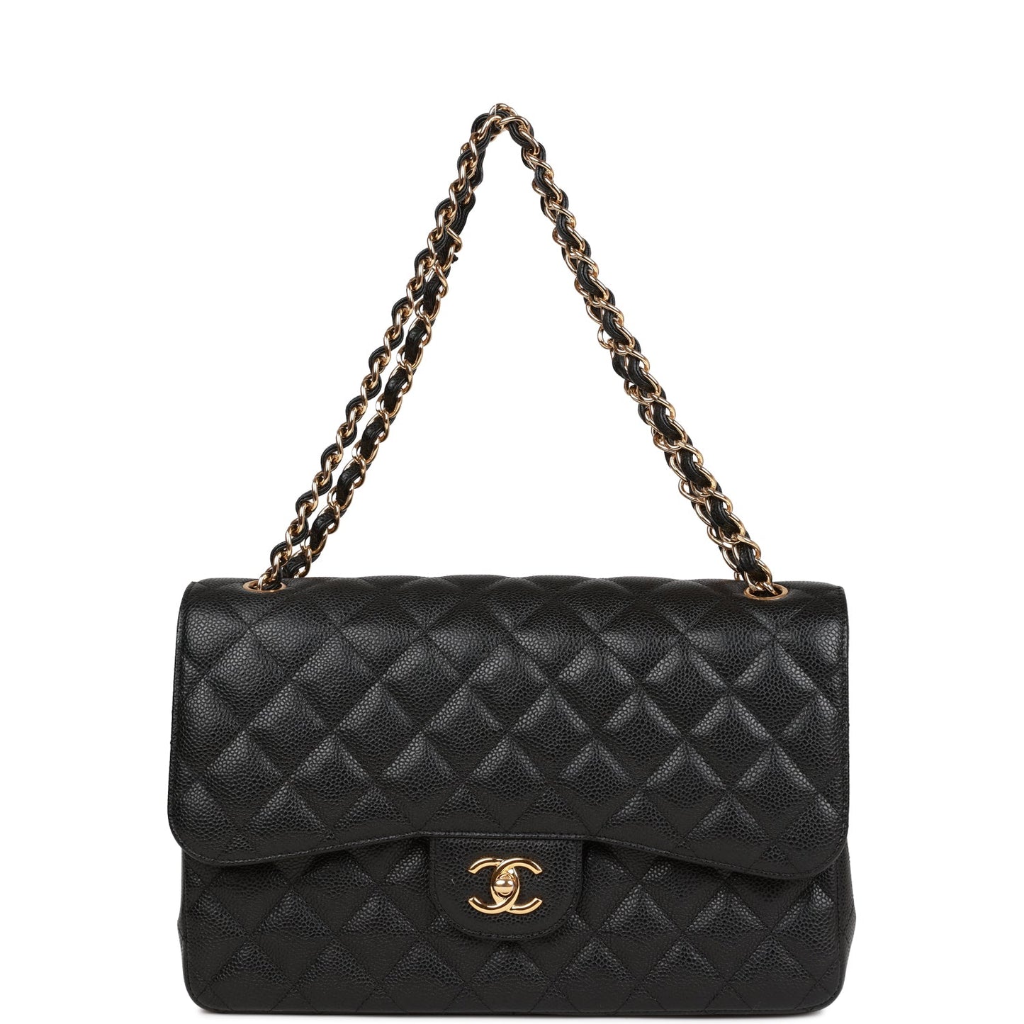 Chanel Jumbo Classic Double Flap Bag Black Caviar Gold Hardware