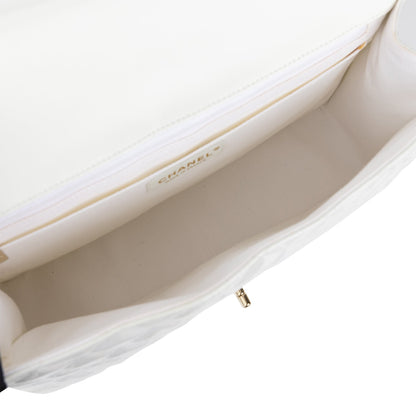 Chanel Jumbo Classic Single Flap Bag White Glitter Patent Leather Gold Hardware