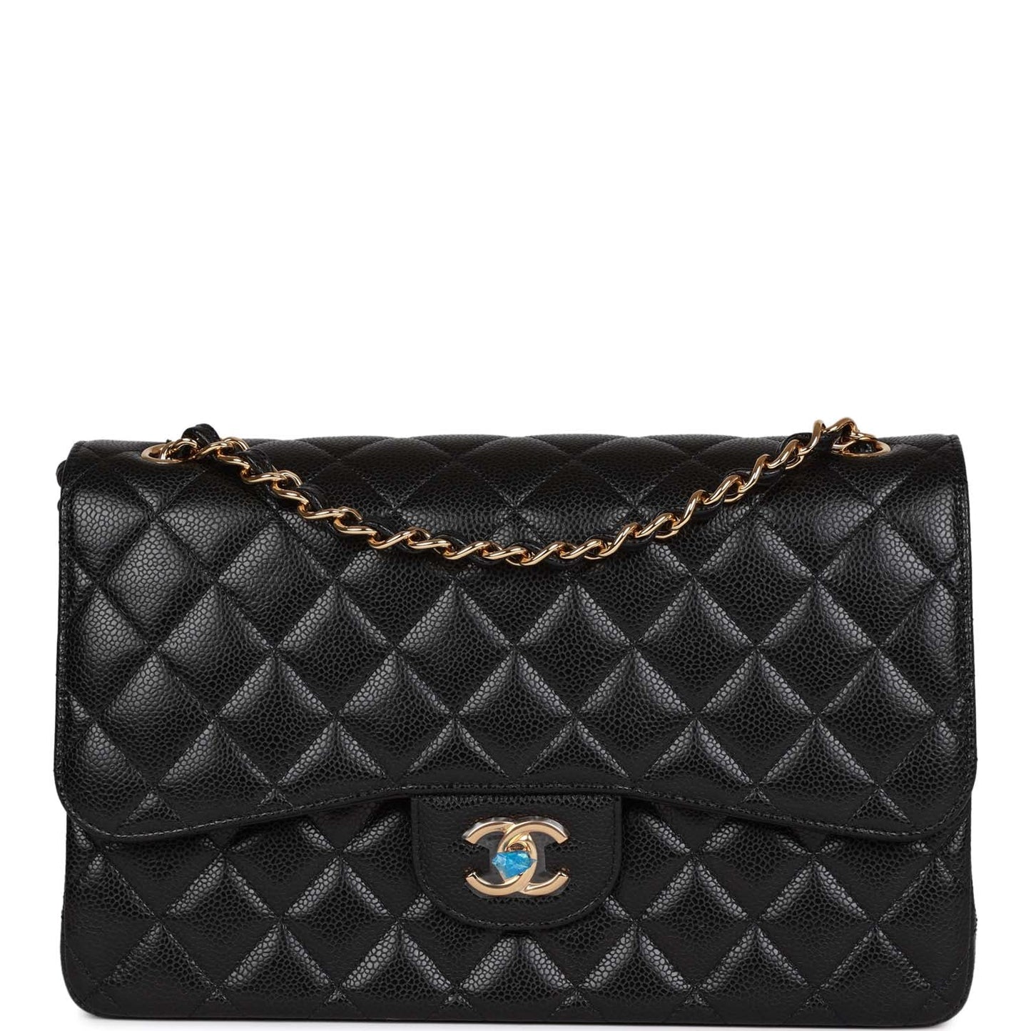 Chanel Jumbo Classic Double Flap Bag Black Caviar Gold Hardware