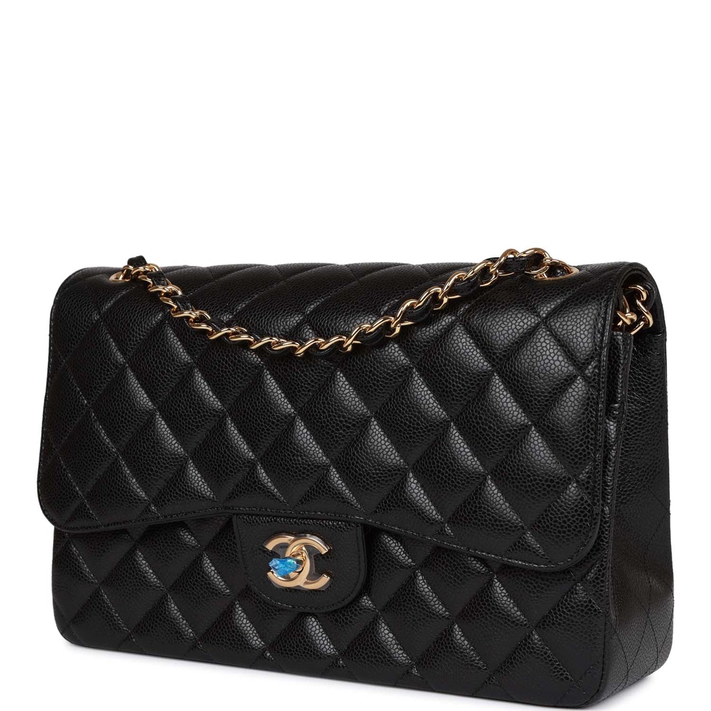 Chanel Jumbo Classic Double Flap Bag Black Caviar Gold Hardware