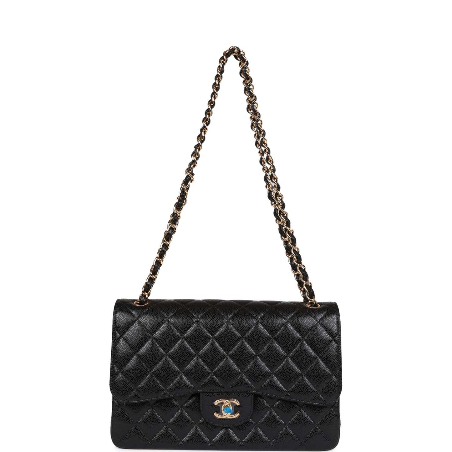 Chanel Jumbo Classic Double Flap Bag Black Caviar Gold Hardware