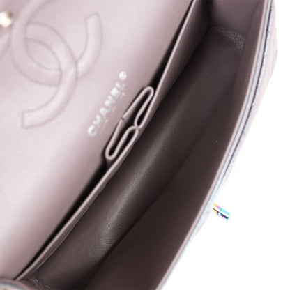 Chanel Medium Classic Double Flap Bag Iridescent Purple Mermaid Goatskin Rainbow Hardware