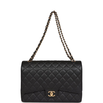 Chanel Maxi Classic Double Flap Black Caviar Gold Hardware