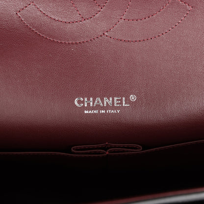 Chanel Maxi Classic Double Flap Bag Black Lambskin Silver Hardware
