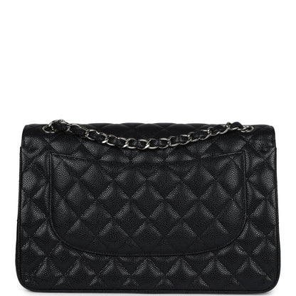 Chanel Jumbo Classic Double Flap Bag Black Caviar Silver Hardware