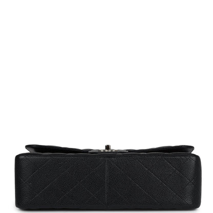 Chanel Jumbo Classic Double Flap Bag Black Caviar Silver Hardware