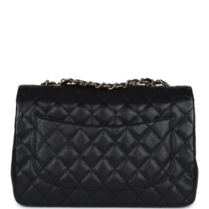 Chanel Jumbo Classic Single Flap Bag Black Caviar Gold Hardware
