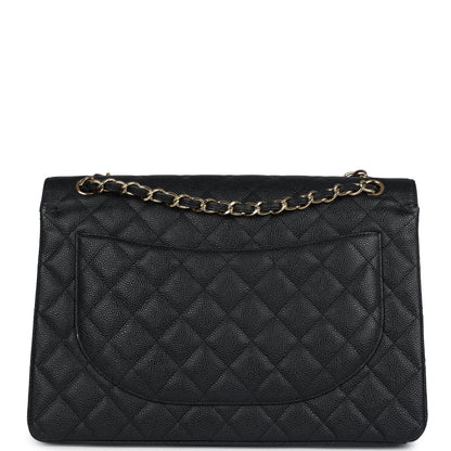 Chanel Maxi Classic Double Flap Bag Black Caviar Gold Hardware