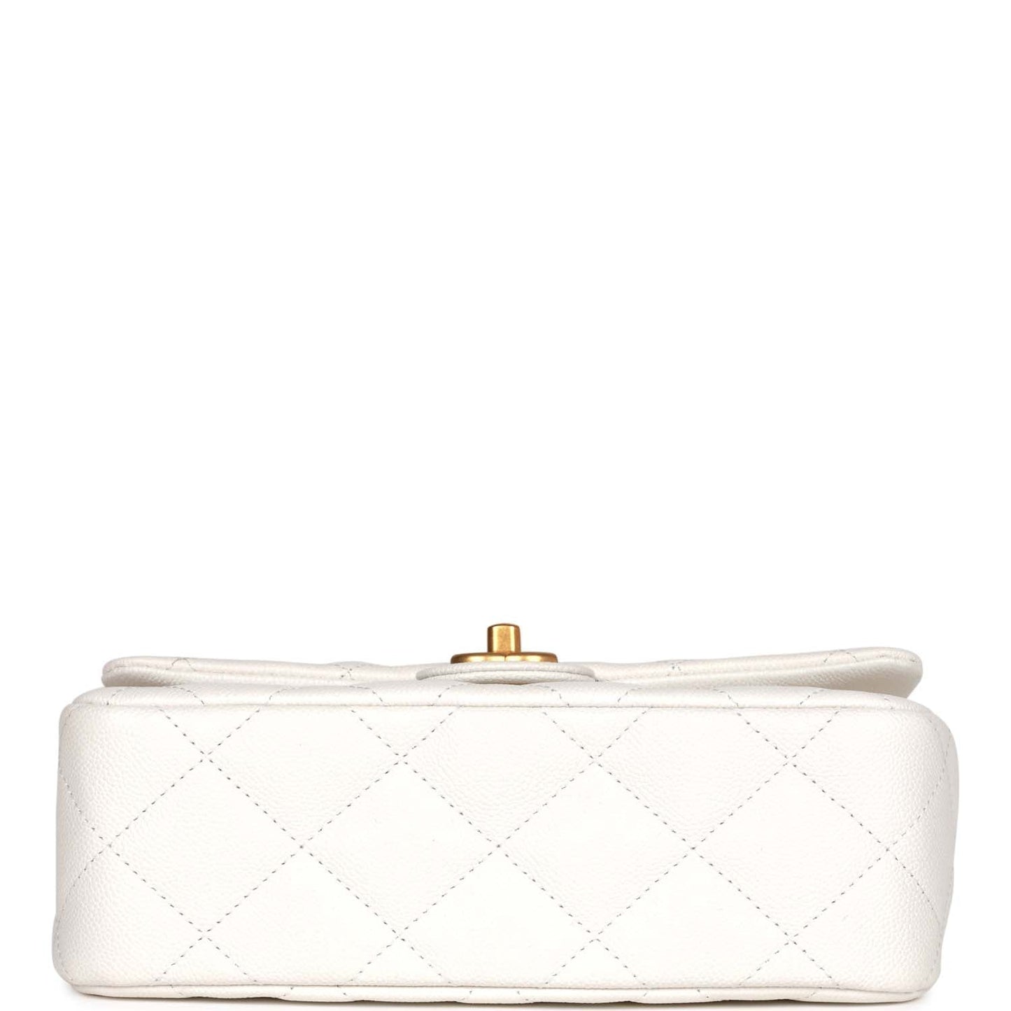 Chanel Large Single Flap White Caviar Leather Antique Gold Hardware