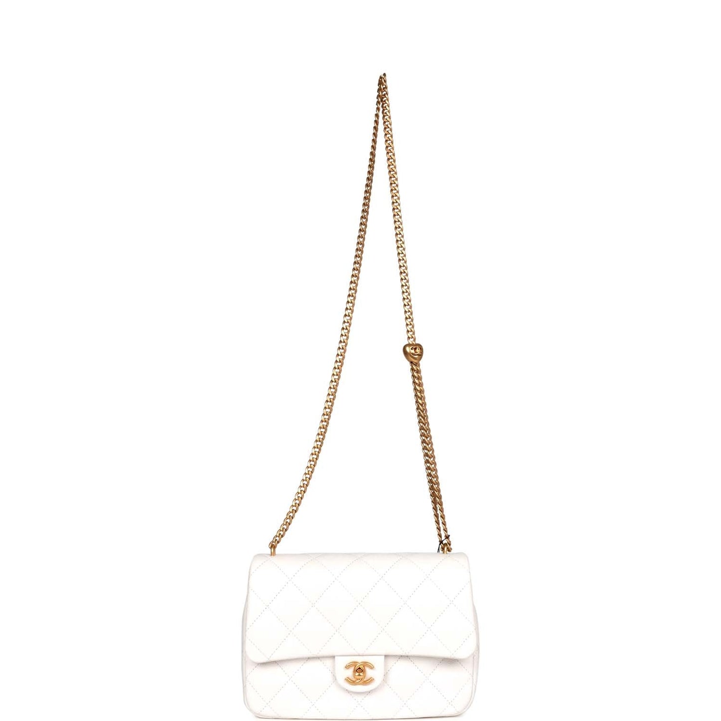 Chanel Large Single Flap White Caviar Leather Antique Gold Hardware