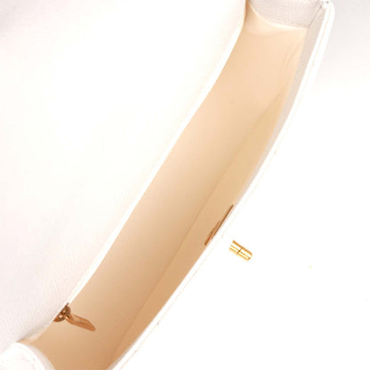 Chanel Large Single Flap White Caviar Leather Antique Gold Hardware