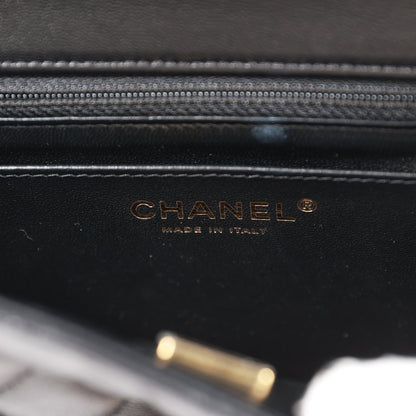 Chanel Mini Square Flap Bag Black Lambskin Light Gold Hardware