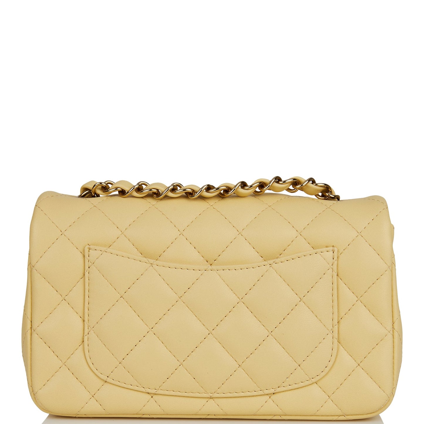 Chanel Mini Rectangular Flap Bag Yellow Lambskin Light Gold Hardware