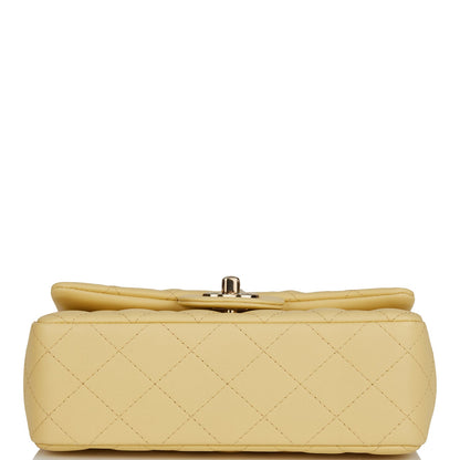 Chanel Mini Rectangular Flap Bag Yellow Lambskin Light Gold Hardware