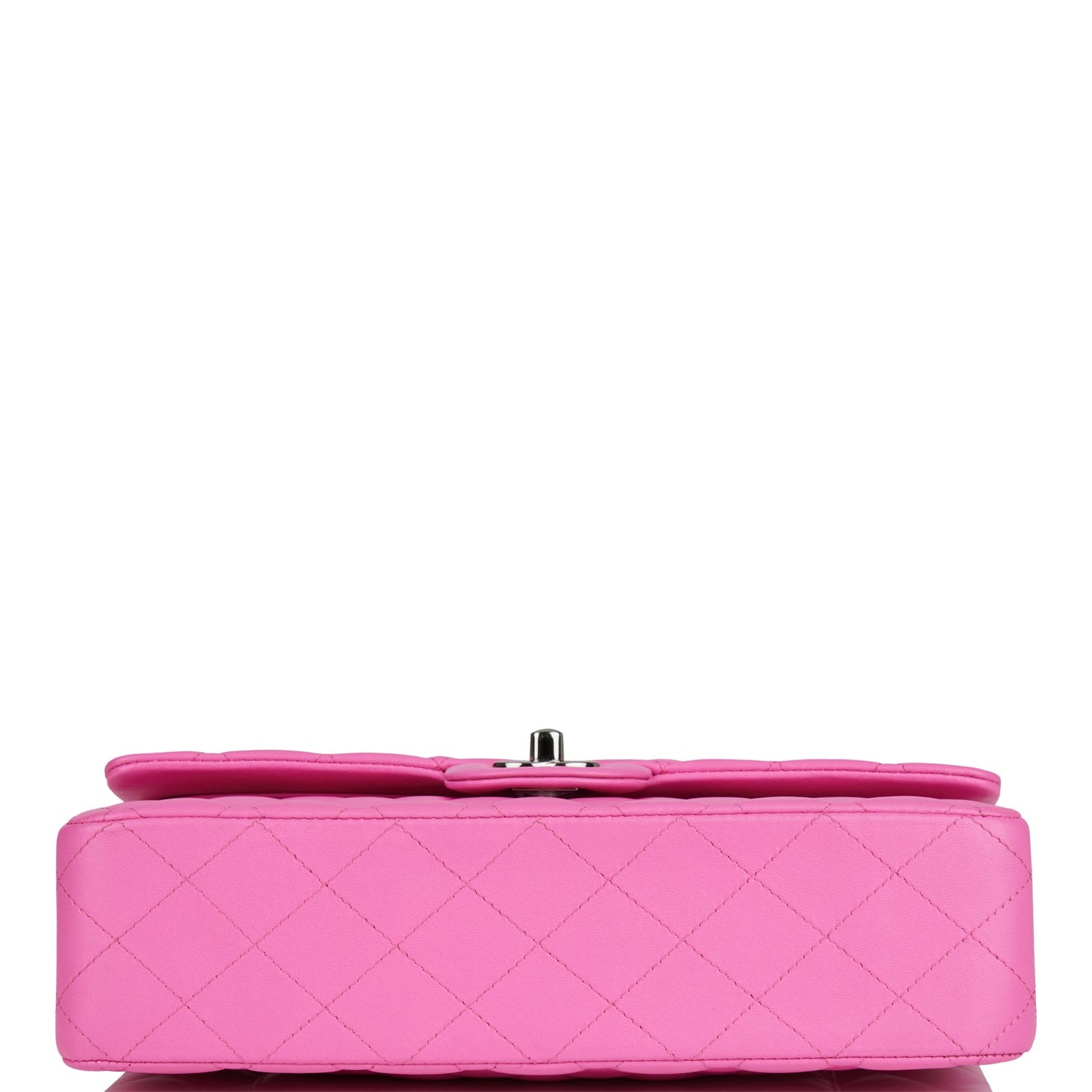 Chanel Medium Classic Double Flap Bag Neon Pink Quilted Lambskin Silver Hardware