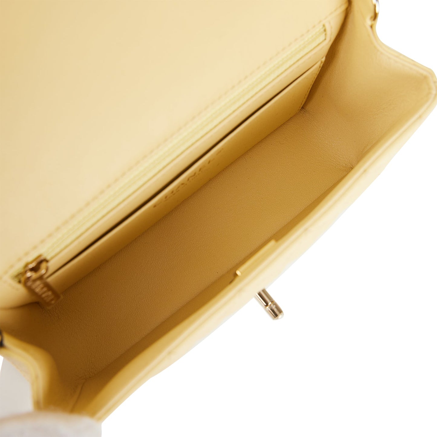 Chanel Mini Rectangular Flap Bag Yellow Lambskin Light Gold Hardware