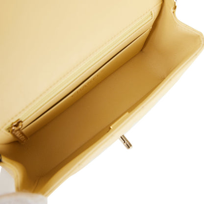 Chanel Mini Rectangular Flap Bag Yellow Lambskin Light Gold Hardware