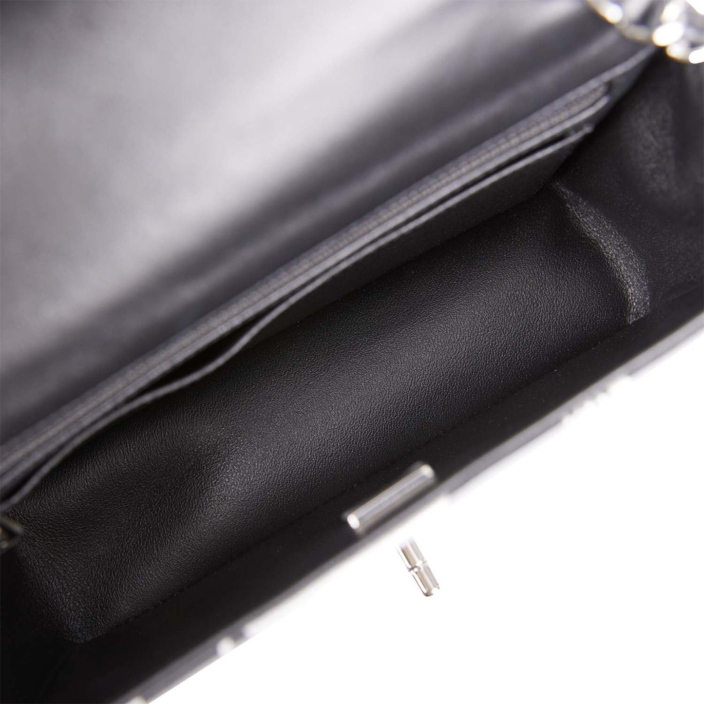 Chanel Mini Rectangular Flap Bag Black and Silver Printed Lambskin Silver Hardware