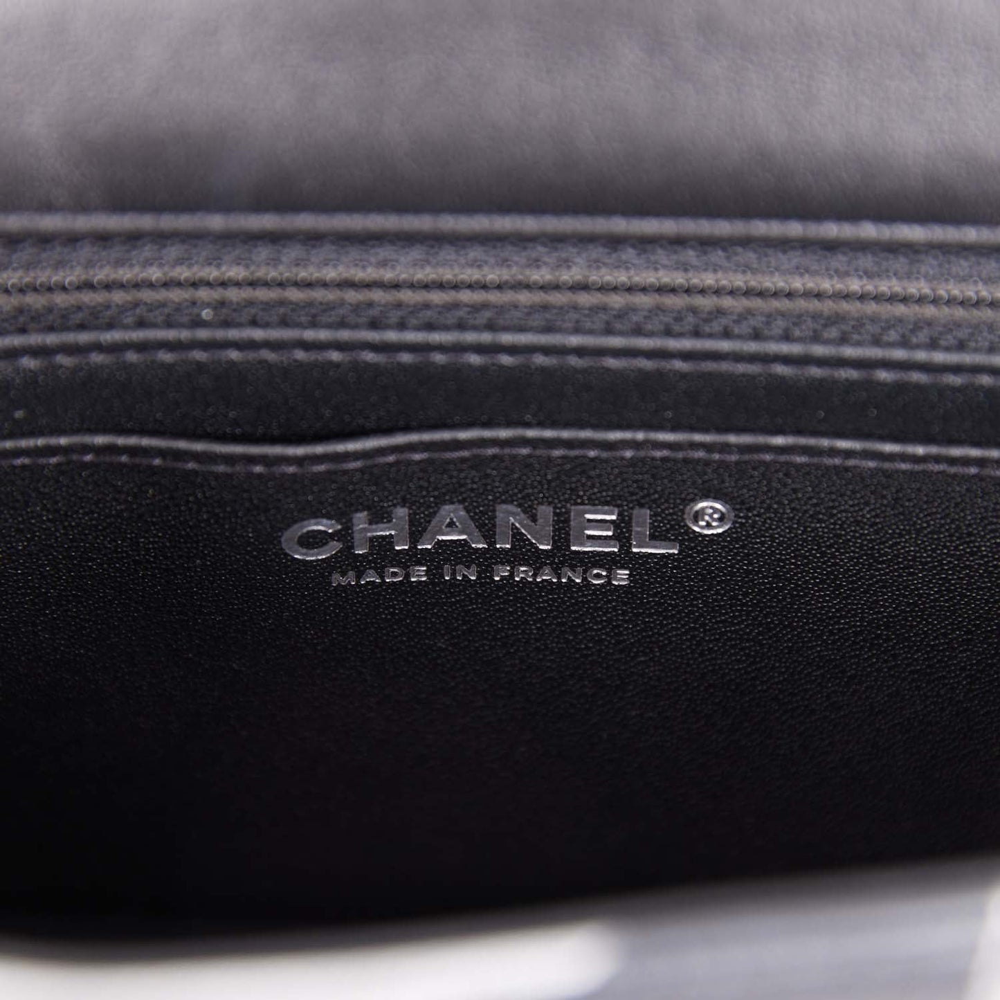 Chanel Mini Rectangular Flap Bag Black and Silver Printed Lambskin Silver Hardware