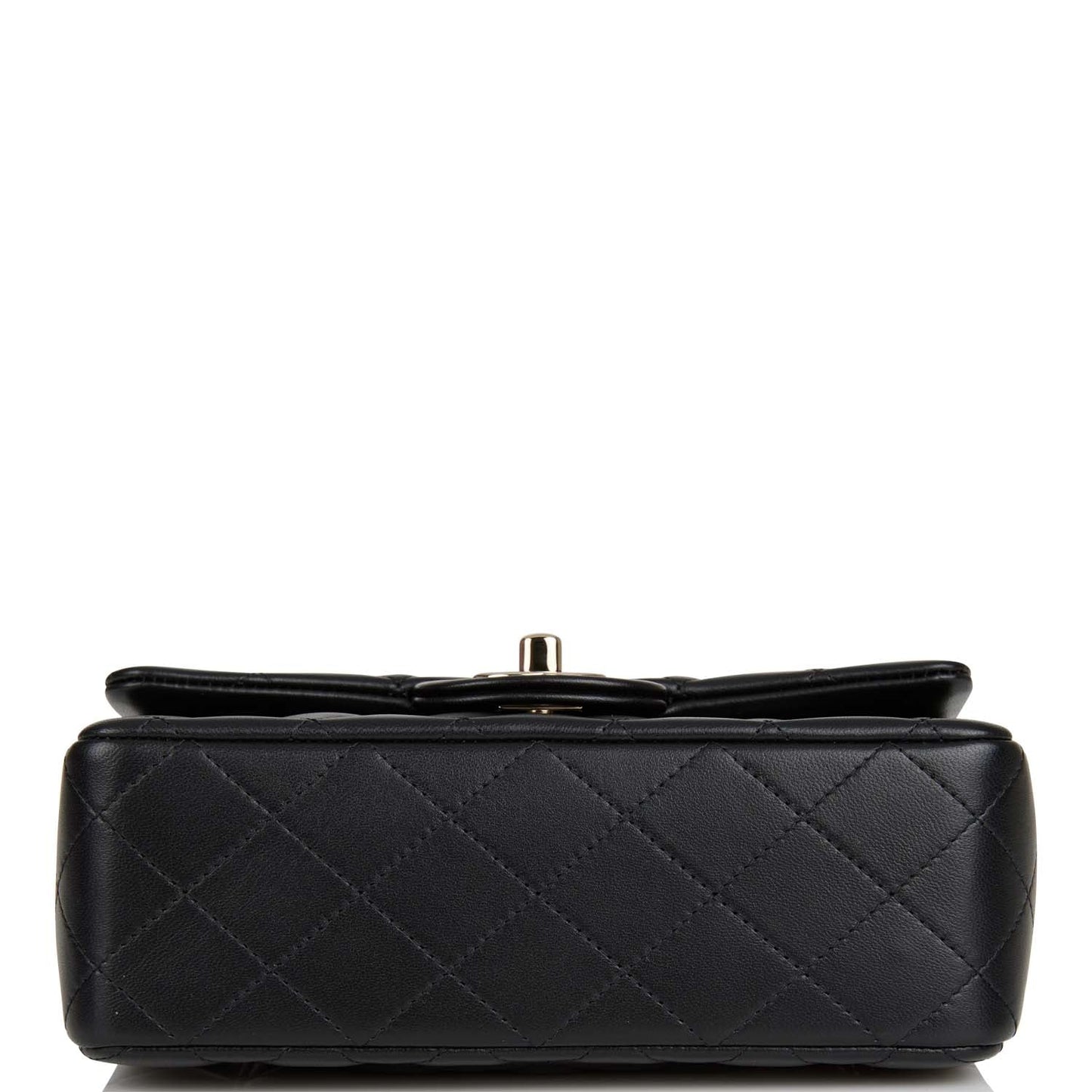 Chanel Mini Rectangular Flap Bag with Top Handle Black Lambskin Light Gold Hardware