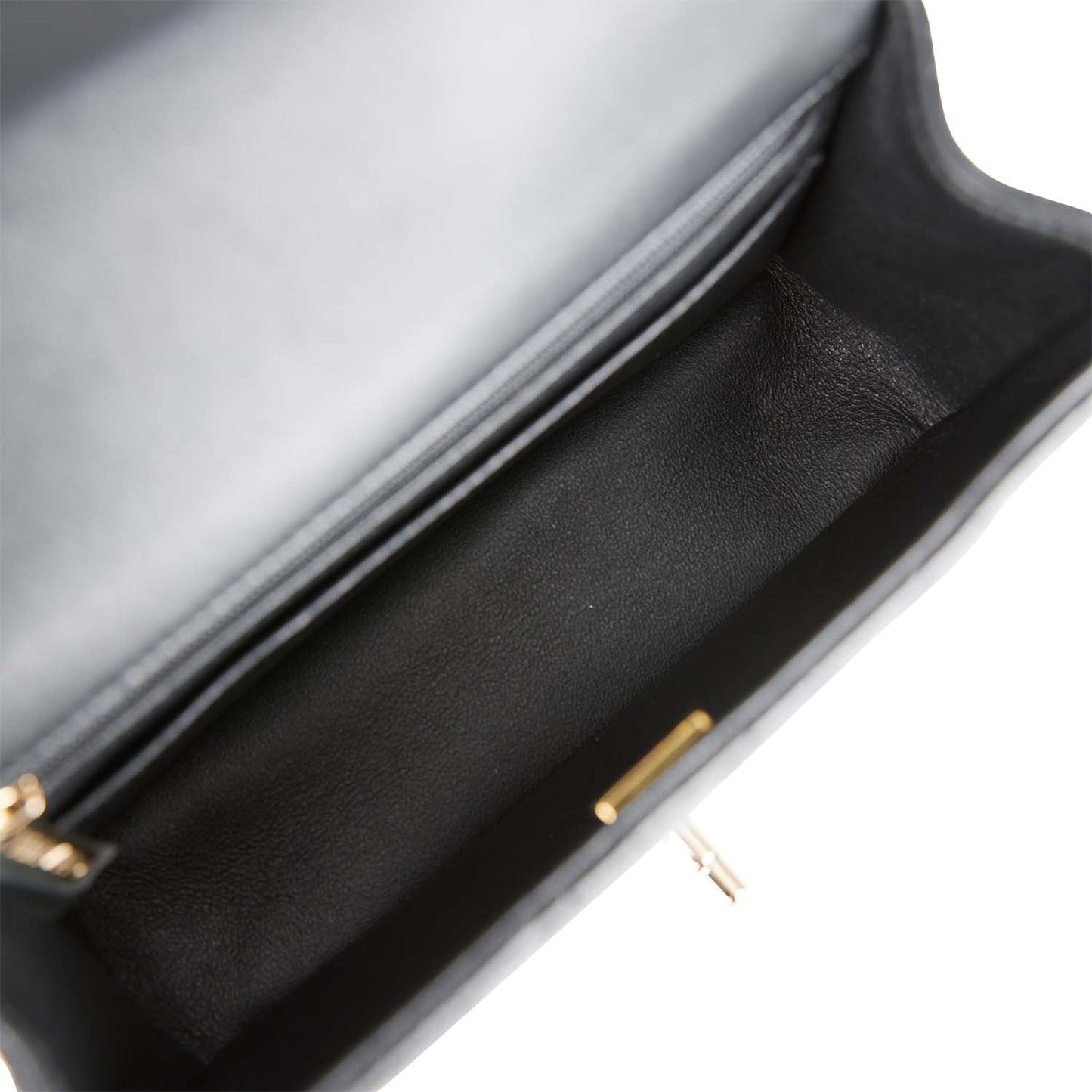 Chanel Mini Rectangular Flap Bag with Top Handle Black Lambskin Light Gold Hardware