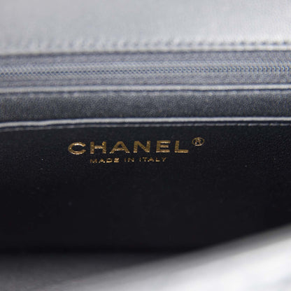 Chanel Mini Rectangular Flap Bag with Top Handle Black Lambskin Light Gold Hardware