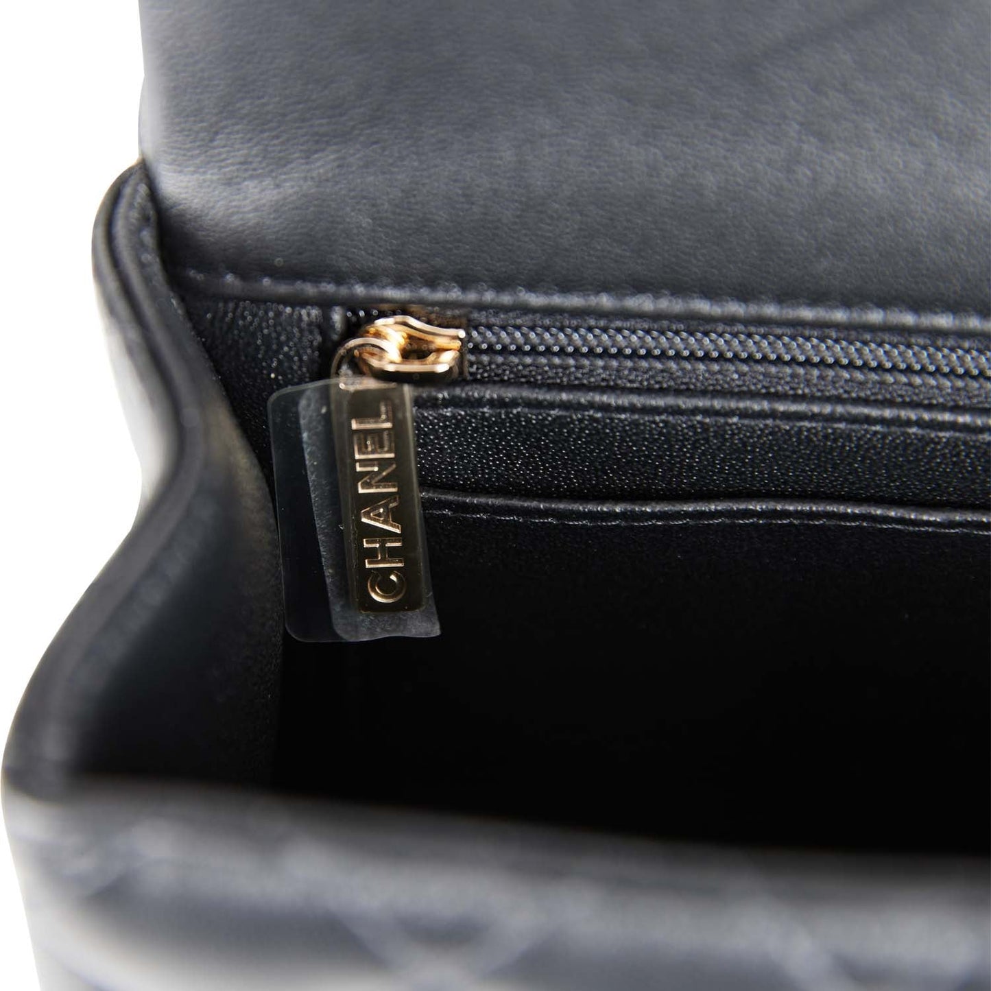 Chanel Mini Rectangular Flap Bag with Top Handle Black Lambskin Light Gold Hardware