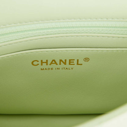 Chanel Pearl Crush Mini Square Flap Bag Light Green Lambskin Antique Gold Hardware