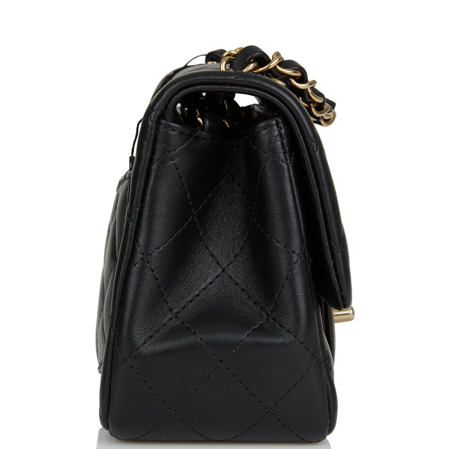 Chanel Mini Square Flap Bag Black Lambskin Light Gold Hardware